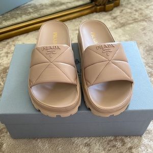 Prada Quilted nappa leather slides